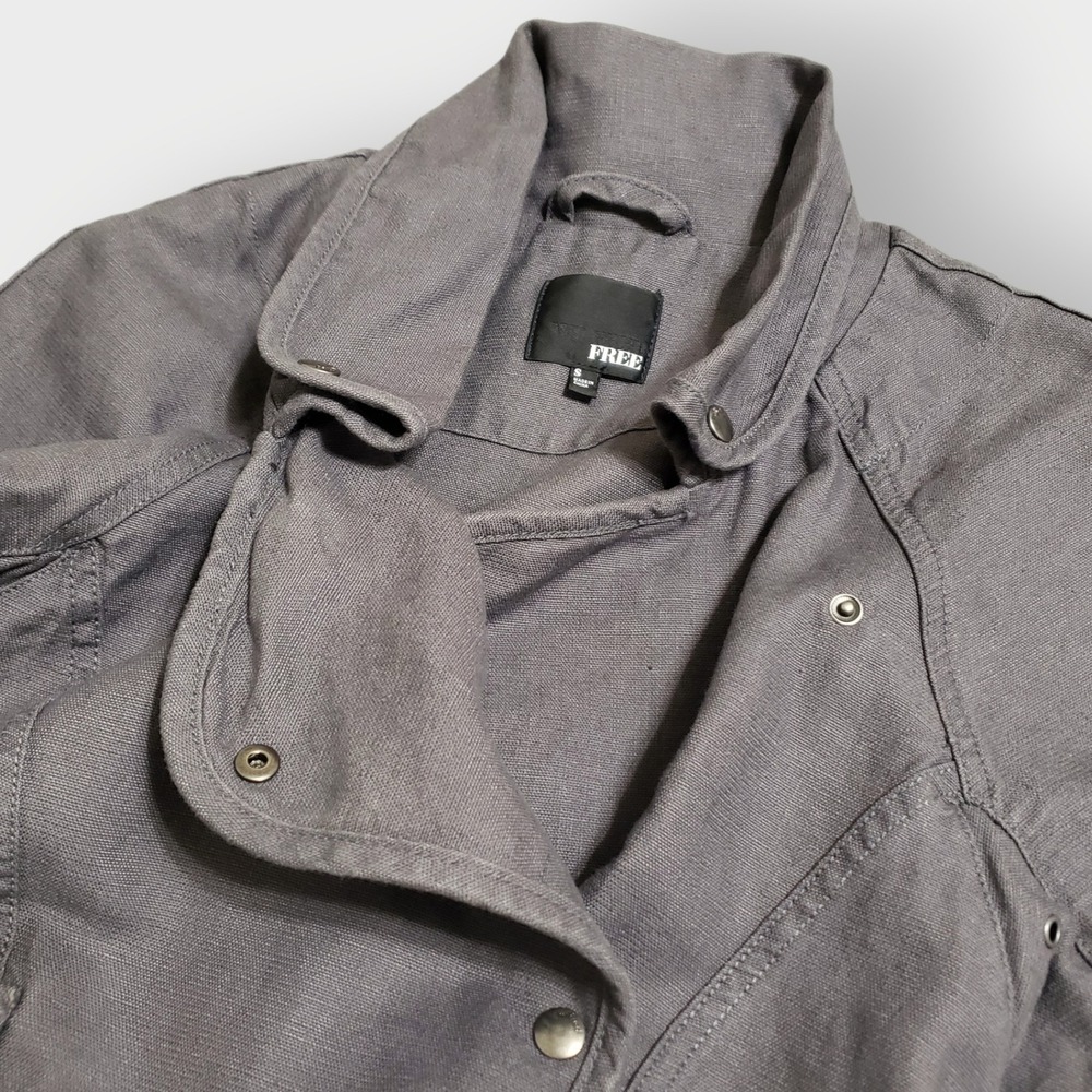 Wilfred Free Aritzia Rayder Moto Jacket Linen Blend Gray Small - Picture 9 of 12
